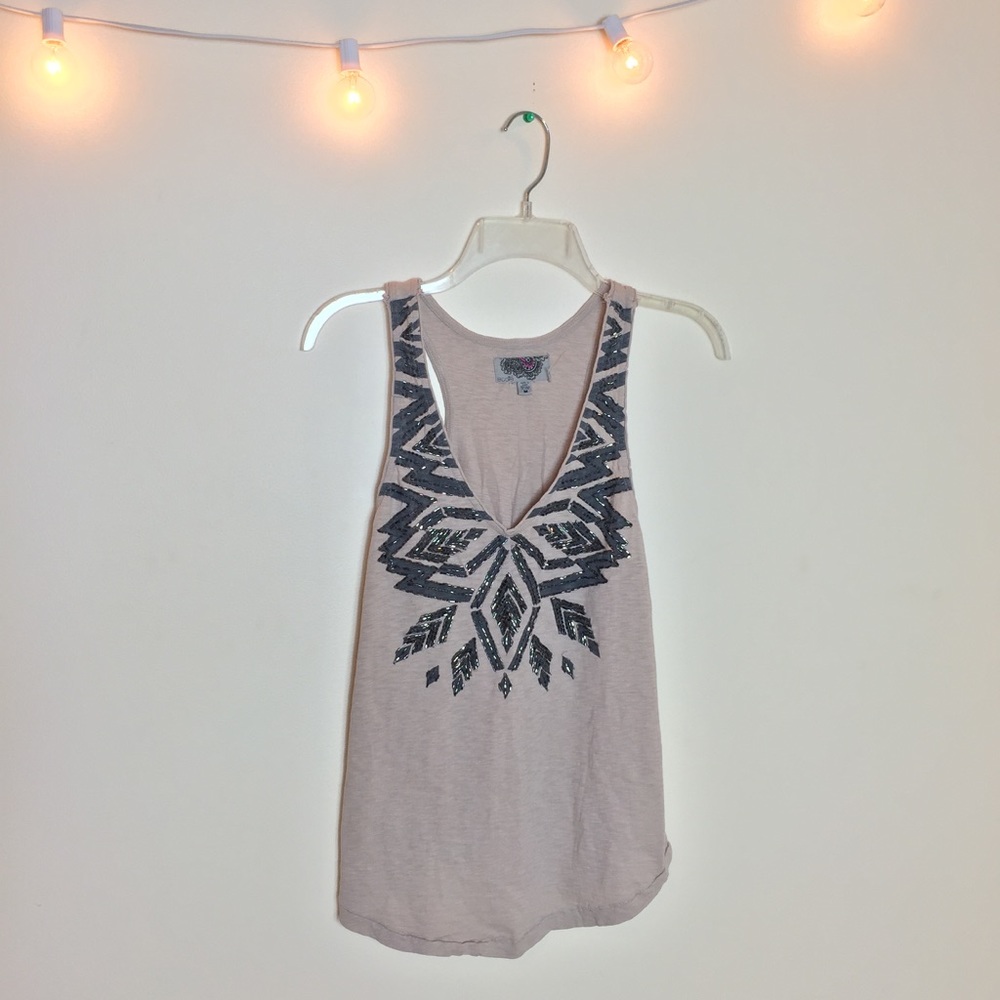 Urban Outfitters Ecote Embroidered V-Neck Tank Top